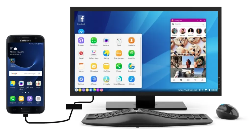 Samsung DeX running on a monitor